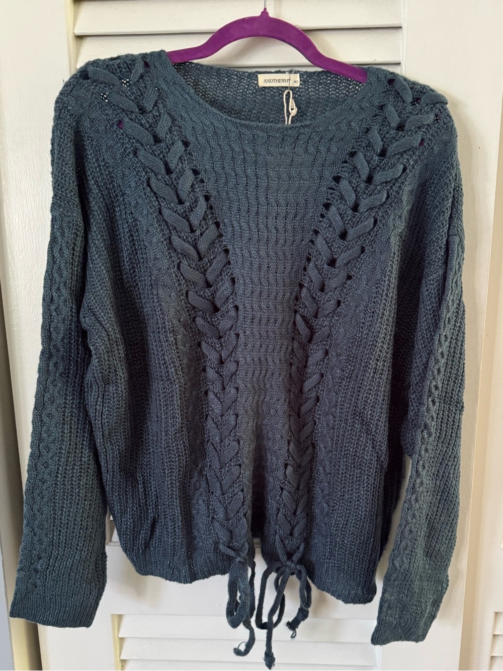 NWT Braided Front Sweater